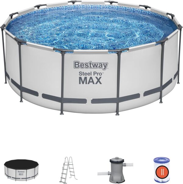 Bestway 56420 3 Set Piscine Hors Terre Steel Pro Max Rond de 366 x 122 cm