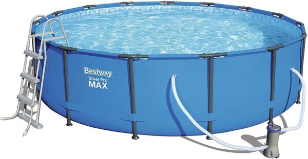Bestway 56438 Piscine hors sol Steel Pro Max™ diamètre 457 x 122 cm filtre à cartouche bâche échelle