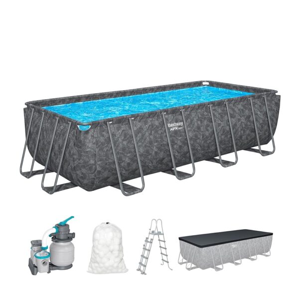 Bestway Kit Piscine Hors Sol rectangulaire APX 365 549 cm x 274 cm x 132 cm Gris foncé