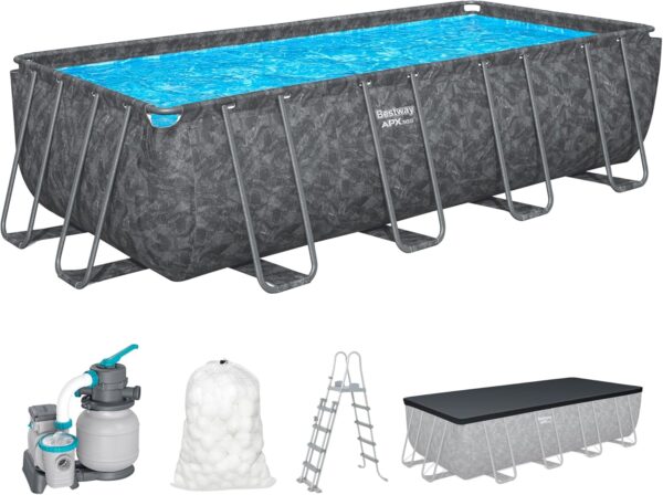 Bestway Kit Piscine Hors Sol rectangulaire APX 365 549 cm x 274 cm x 132 cm Gris foncé