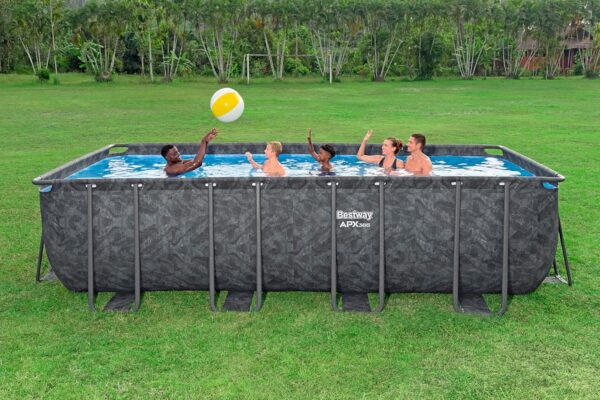 Bestway Kit Piscine Hors Sol rectangulaire APX 365 549 cm x 274 cm x 132 cm Gris foncé