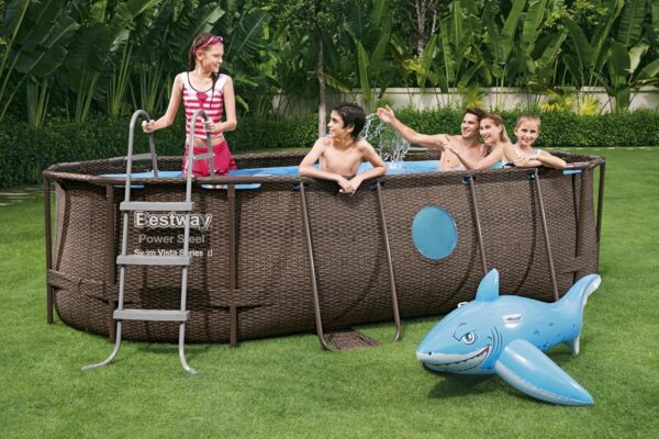 Bestway Piscine Hors Sol Ovale Power Steel Swim Vista rotin 427 x 250 x 100cm