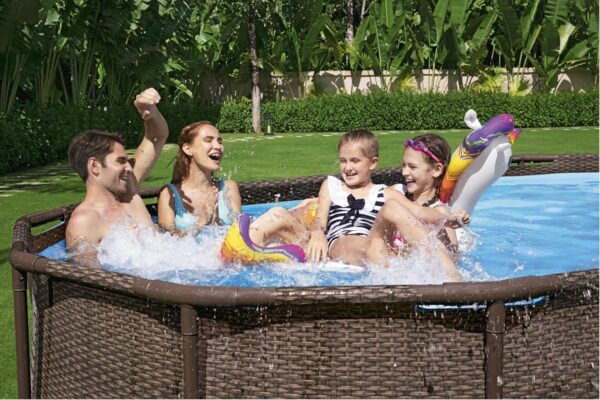 Bestway Piscine Hors Sol Ovale Power Steel Swim Vista rotin 427 x 250 x 100cm