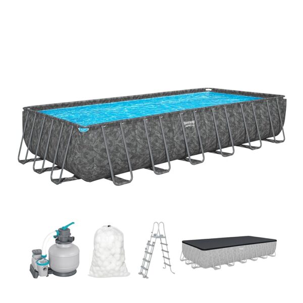 Bestway Piscine Hors Sol rectangulaire APX 365 732 cm x 366 cm x 132 cm Gris foncé