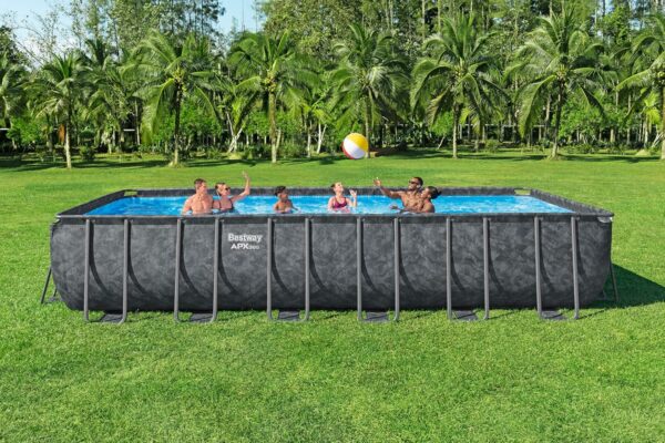 Bestway Piscine Hors Sol rectangulaire APX 365 732 cm x 366 cm x 132 cm Gris foncé