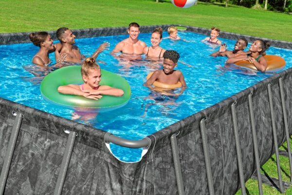 Bestway Piscine Hors Sol rectangulaire APX 365 732 cm x 366 cm x 132 cm Gris foncé