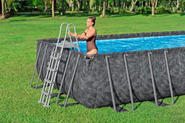 Bestway Piscine Hors Sol rectangulaire APX 365 732 cm x 366 cm x 132 cm Gris foncé