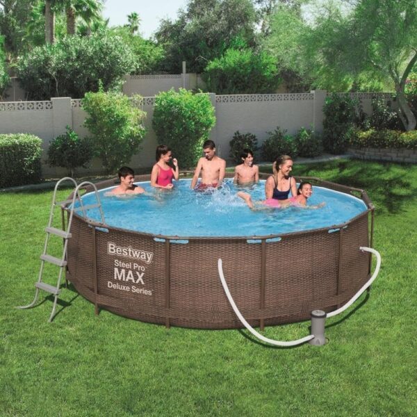 Bestway Piscine Hors Sol Ronde Steel Pro Max 366 x 100 cm Effet rotin