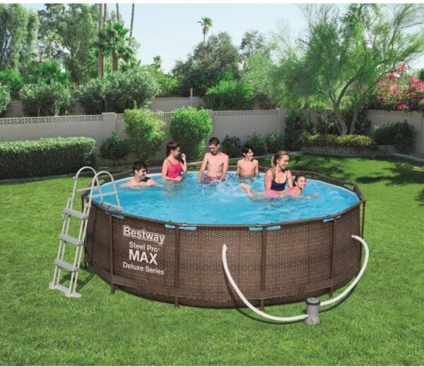 Bestway Piscine Hors Sol Ronde Steel Pro Max 366 x 100 cm Effet rotin