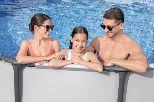 Bestway Piscine Hors Sol Steel Pro Max™ 396 x 122 cm système FrameLink™ échelle bâche Pompe et Cartouche de Filtration Multicouleur