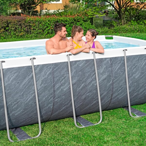 Bestway® Power Steel™ Piscine de Rechange sans Accessoires 488 x 244 x 122 cm Aspect marbre Gris Ardoise rectangulaire