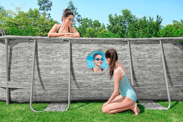Bestway Power Steel Swim Vista Series Pool Kit Complet Ovale avec Filtre à Sable échelle de sécurité et bâche 488 x 305 x 107 cm