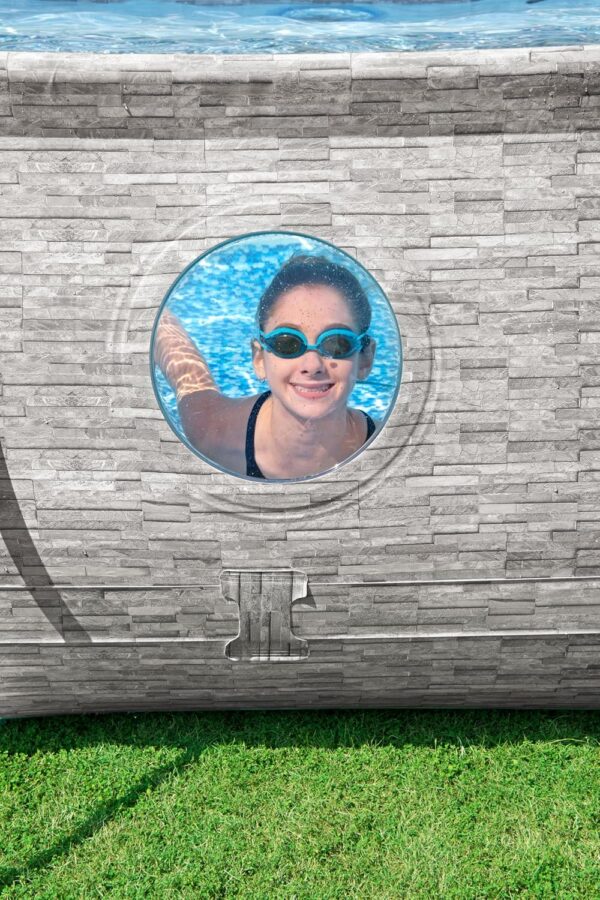 Bestway Power Steel Swim Vista Series Pool Kit Complet Ovale avec Filtre à Sable échelle de sécurité et bâche 488 x 305 x 107 cm
