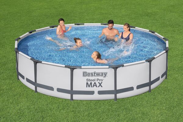Bestway Steel Pro Max Piscine Hors Sol Ronde avec Pompe de Filtration Gris Ø 427 x 84 cm