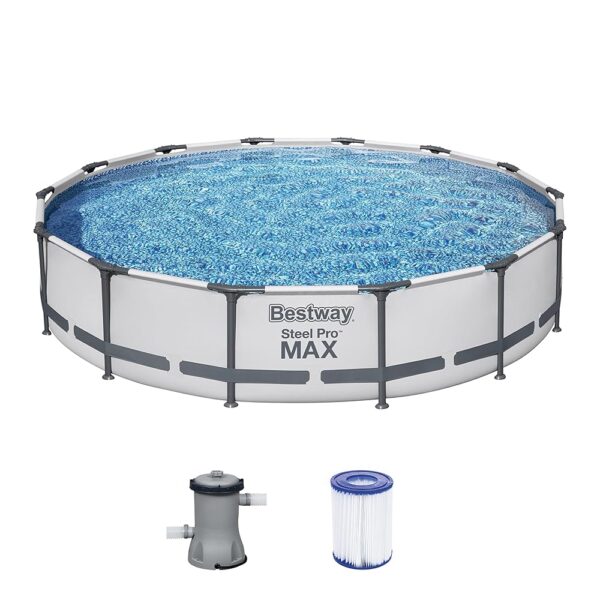 Bestway Steel Pro Max Piscine Hors Sol Ronde avec Pompe de Filtration Gris Ø 427 x 84 cm