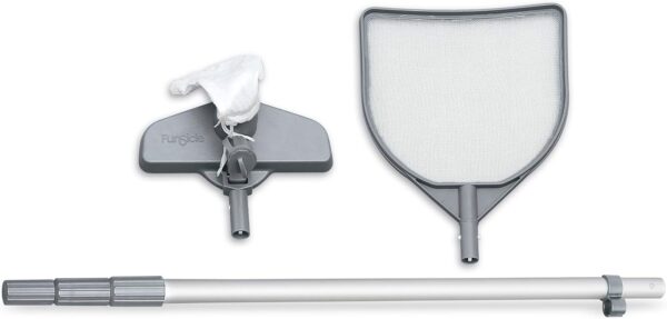 FUNSICLE Piscine Tubulaire Hors Sol Ronde À Hublot Épurateur Échelle de Sécurité Kit dentretien Bâche Tapis de Sol Ø 366M X H122M Couleur Grise