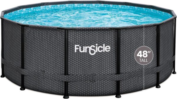 FUNSICLE Piscine Tubulaire Hors Sol Ronde Ø 366M X H122M Modèle Oasis Pool Livrée avec Épurateur Échelle Kit dentretien Bâche et Tapis Coloris Noir Tressé