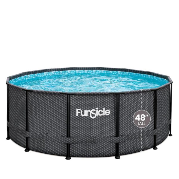 FUNSICLE Piscine Tubulaire Hors Sol Ronde Ø 366M X H122M Modèle Oasis Pool Livrée avec Épurateur Échelle Kit dentretien Bâche et Tapis Coloris Noir Tressé