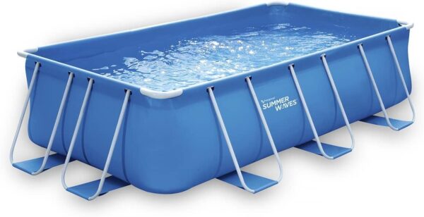 Habitat et Jardin Piscine Tubulaire Rectangulaire Ludo 2 L 400 x l 200 x H 122 m Filtration à Cartouche 23 m3h Piscine de Jardin avec Echelle de Sécurité