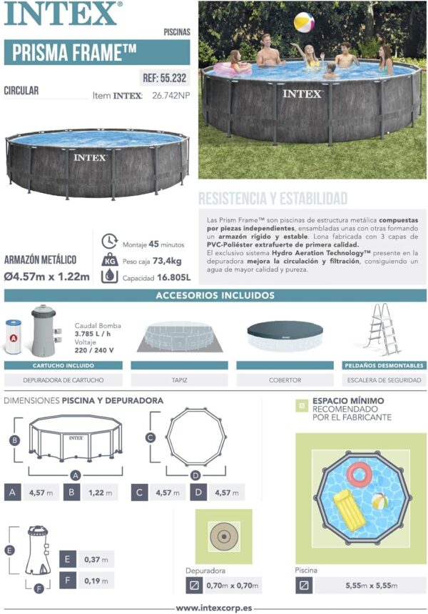Intex kit Piscine Tubulaire baltik ø 457 x h 122m