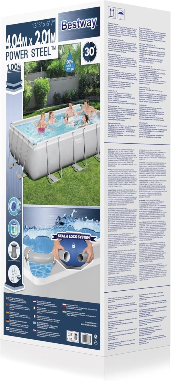 Piscine Hors Sol 404 x 201 x 100 cm BESTWAY Rectangulaire Power Steel™ Piscine Tubulaire