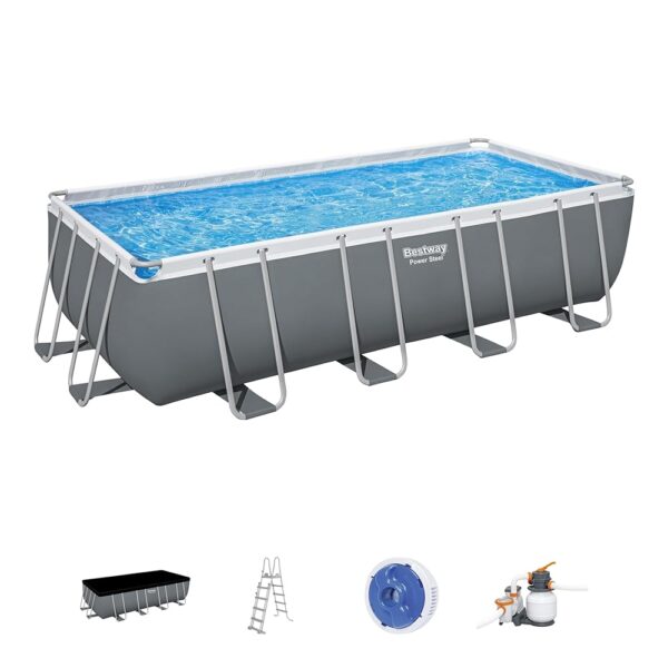 Piscine Hors Sol Rectangle BESTWAY Power Steel™ 549 x 274 x 132 cm avec Filtre à Sable échelle bâche