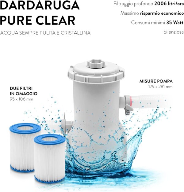 Piscine Tubolaire Hors Sol 450 x 220 x 84 cm + Pompe Filtre économie dénergie + 2 Cartouches Filtres Modèle GALAPAGOS Brand et Assistance Italienne Matériaux Premiers Liner