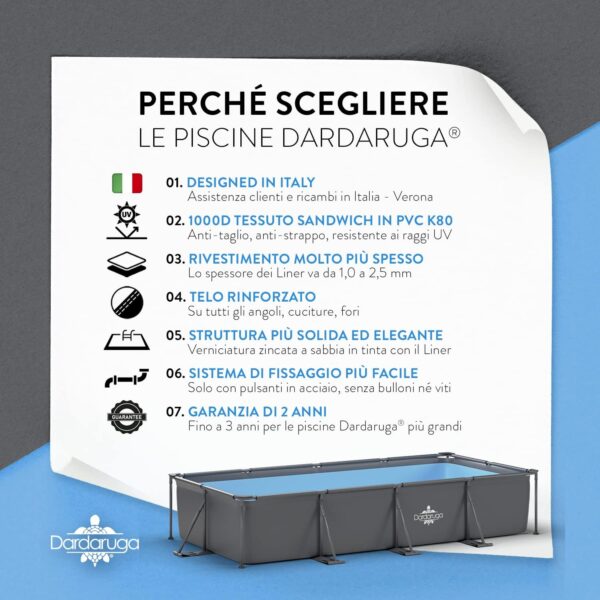 Piscine Tubolaire Hors Sol 450 x 220 x 84 cm + Pompe Filtre économie dénergie + 2 Cartouches Filtres Modèle GALAPAGOS Brand et Assistance Italienne Matériaux Premiers Liner