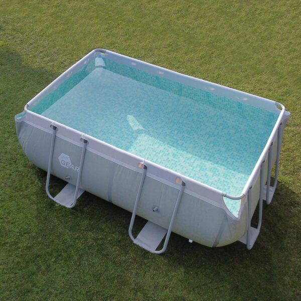 yourGEAR Piscine familiale XL Grise 3x2x1m avec Skimmerécumoire Bassin à Cadre en Acier Piscine de Jardin Pataugeoire