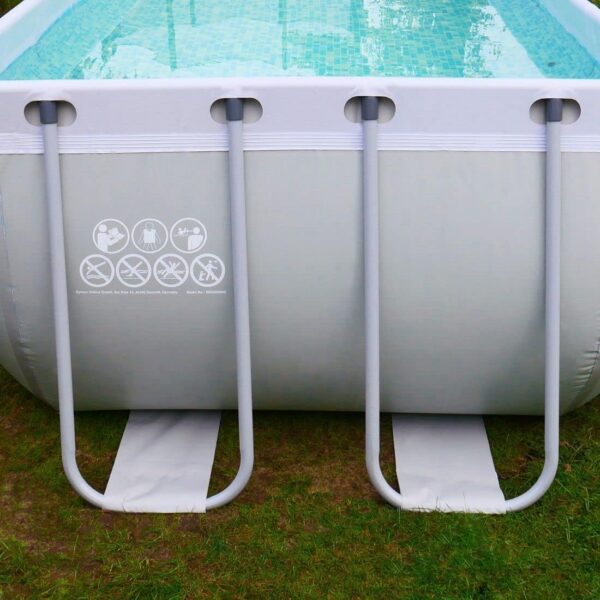 yourGEAR Piscine familiale XL Grise 3x2x1m avec Skimmerécumoire Bassin à Cadre en Acier Piscine de Jardin Pataugeoire